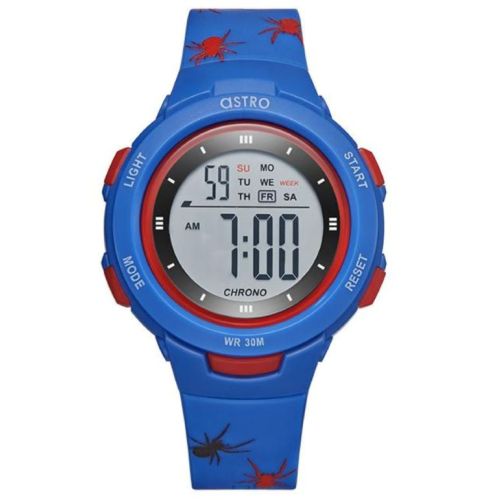 Astro Kids Watch, Digital Display and Polyurethane Strap, Dark Blue Spider Print - A23914-PPNN-SR