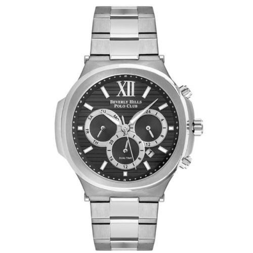 Beverly Hills Polo Club Men's Quartz Movement Watch, Multi Function Display and Metal Strap - BP3216X.350, Silver