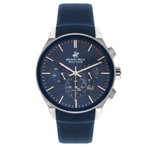 Beverly Hills Polo Club Men's JP2500Y Movement Watch, Multi Function Display and Silicone Strap - BP3224X.399, Blue