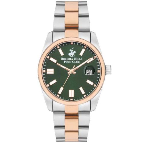 Beverly Hills Polo Club Men's 2315 Movement Watch, Analog Display and Metal Strap, Silver / Rose Gold - BP3373X.570