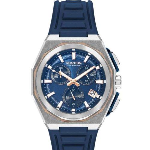 Quantum Men's VR34B14 Movement Watch, Chronograph Display and Silicone  Strap - PWG1078.399, Blue