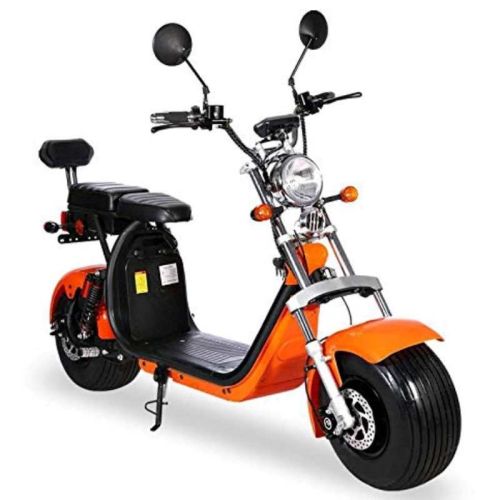Megastar Megawheels Stylish  60V Groovy Fat Tyre Scooter With Headlights & Removable Battery,  Orange - COCOFT-O (UAE Delivery Only)