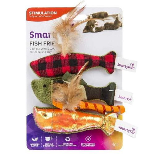 Smartykat® Fish Friends™ Set Of 3 Crinkle, Feather And Catnip Cat Toys
