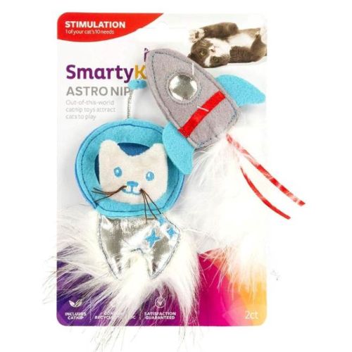 Smartykat® Astro Nip™ Spacekat & Rocket 2 Piece Cat Toy With Feathers And Faux Fur
