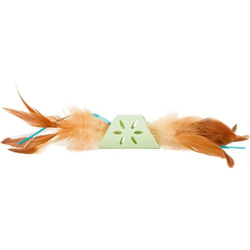 Smartykat® Flutter Roller™ Rolling Wheelie With Feathers & Ribbon Cat Chase Toy