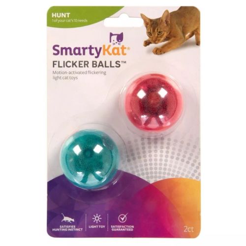 Smartykat® Flicker Balls S/2 Electronic Light Up Ball Cat Toys