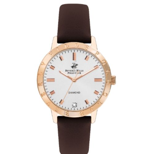 Beverly Hills Polo Club Women's Analog Display Watch & Leather Strap, Brown - BP3387C.422
