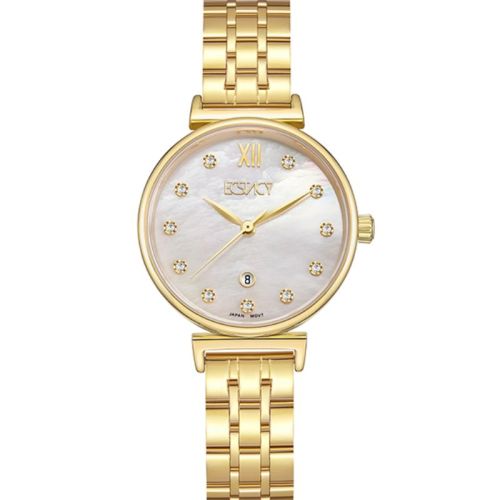 Ecstacy Women's Analog Display Watch & Stainless Steel Strap, Gold - E23506-GBGM