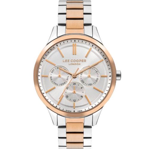 Lee Cooper Women's Multi Function Display Watch & Metal Strap, Silver And Rose Gold - LC07865.530