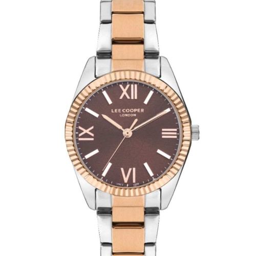 Lee Cooper Women's Analog Display Watch & Metal Strap, Silver And Rose Gold - LC07868.540