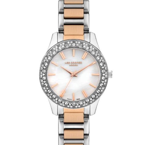 Lee Cooper Women's Analog Display Watch & Metal Strap, Silver And Rose Gold - LC07869.520