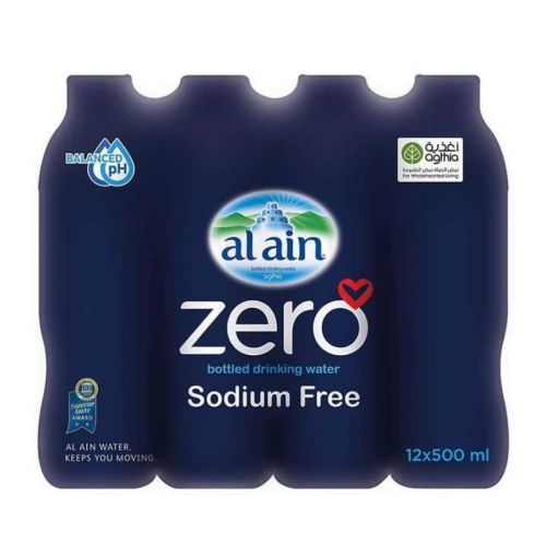  Al Ain Zero Sodium Free Bottled Water 500ml Pack of 12