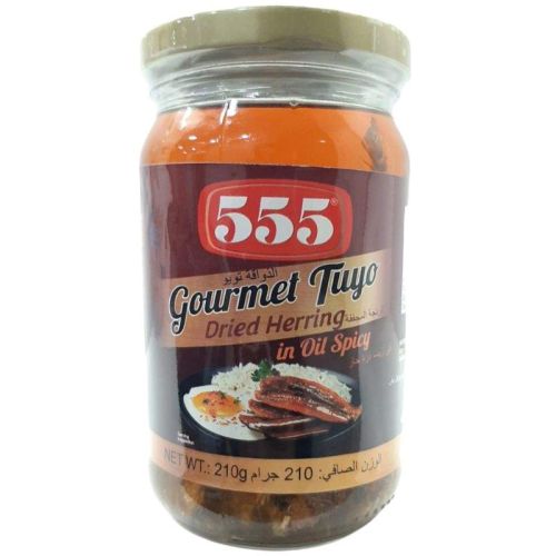 555 Gourmet Tuyo Dried Herring In Oil Spicy 210 Gm Pack Of 24 (UAE Delivery Only)
