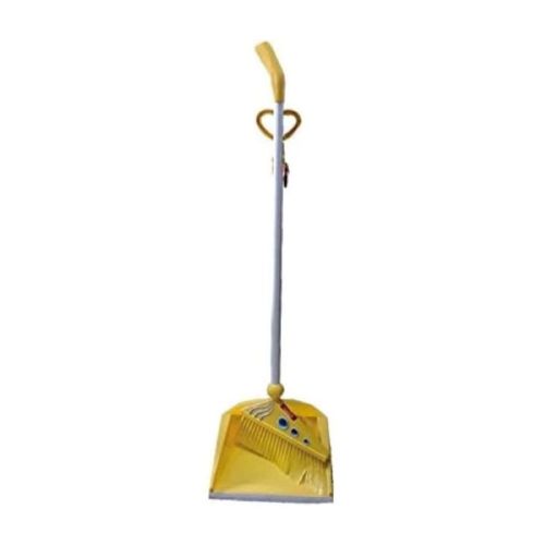 Royalford Plastic Broom with Dustpan Set, Yellow - RF4477