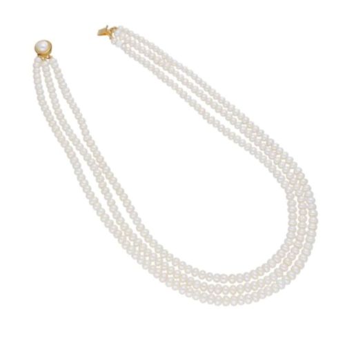 Sri Jagdamba Pearls Noor 3 Lines Button Pearl Set - JPJUN-20-180