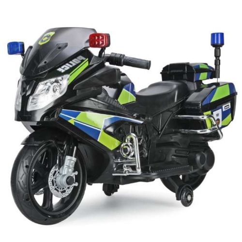 Megastar Ride On  Police Force 12V Electric Motorcycle Rechargeable Battery Operated Bike For Kids - Black (UAE Delivery Only)