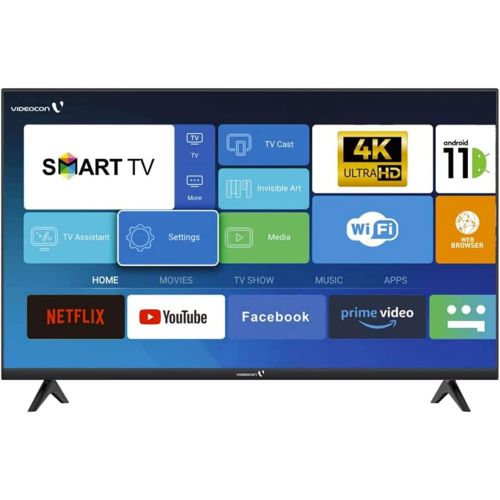 Videocon 50 Inch Smart TV 4K UHD Android 11 Google Play, Netflix, YouTube, Shahid, Built in Bluetooth & WiFi Black Model - AAEE50EL1100D1