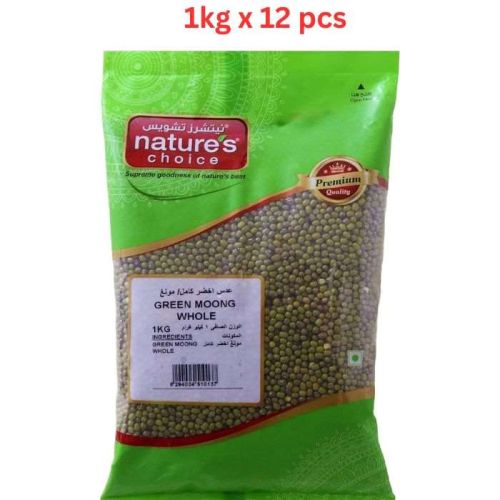 Natures Choice Green Moong Whole, 1 kg Pack Of 12 (UAE Delivery Only)