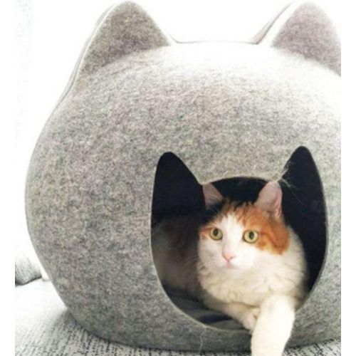 Pets Club Cat Face Cat Bed Felt Material Size - 53X45Cm – Grey