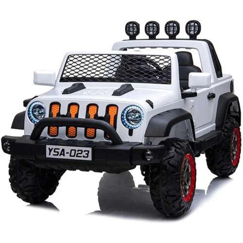 Megastar Ride On Electric Azure Metallic Jeep 2 Seater For Kids, White - (UAE Delivery Only)