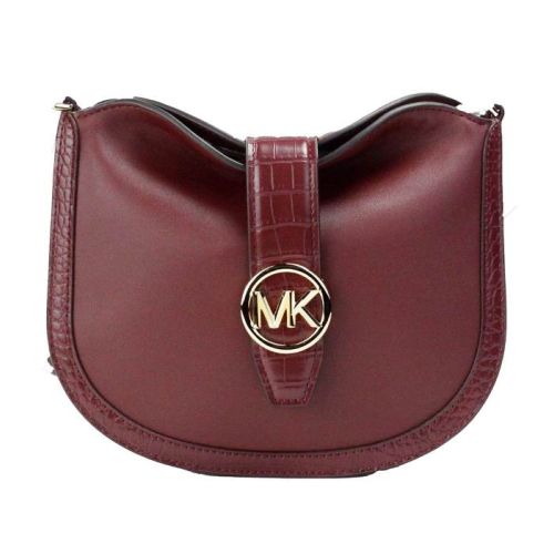 Michael Kors Gabby Small Dark Cherry Leather Foldover Hobo Crossbody Bag (79750)