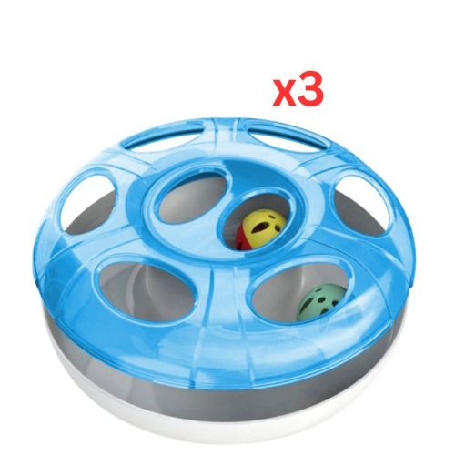 Georplast UFO Interactive Cat Toy  - Blue  (Pack Of 3)
