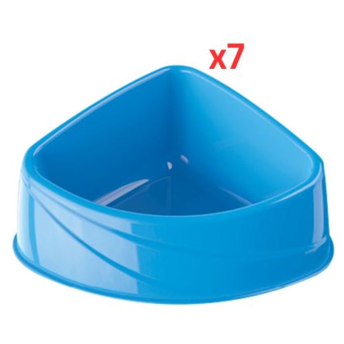 Georplast Corner Plastic Pet Bowl Large - Blue (Pack of 7) 