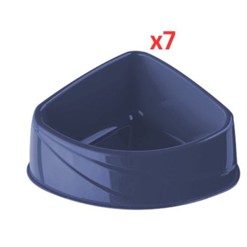 Georplast Corner Plastic Pet Bowl Large - Navyblue (Pack of 7)