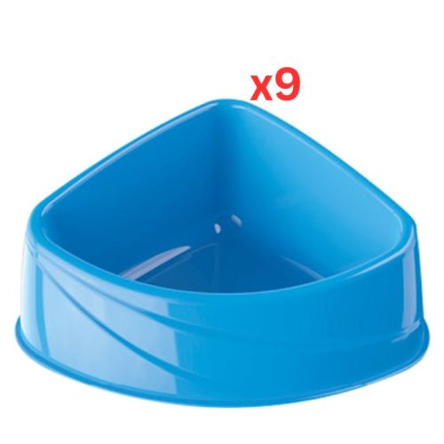 Georplast Corner Plastic Pet Bowl Small - Blue (Pack of 9)