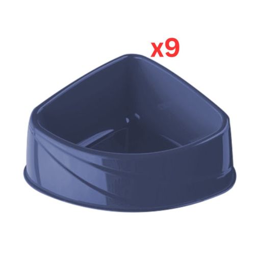 Georplast Corner Plastic Pet Bowl Small - Navyblue (Pack of 9)