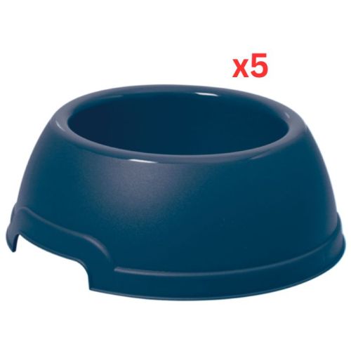 Georplast Lucky Plastic Antislip Pet Bowl Large - Navyblue (Pack of 5)