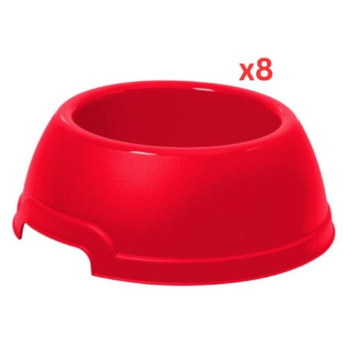 Georplast Lucky Plastic Antislip Pet Bowl Small - Red (Pack of 8)
