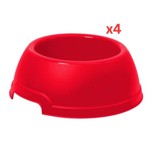 Georplast Lucky Plastic Antislip Pet Bowl XL - Red (Pack of 4)