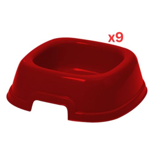 Georplast Mon Ami Plastic Pet Bowl Medium - Red (Pack of 9)