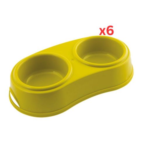 Georplast Plastic Double Antislip Pet Bowl Medium - Limegreen (Pack of 6)