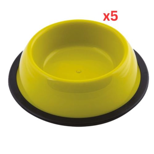 Georplast Silver Antislip Plastic Pet Bowl Large - Limegreen (Pack of 5)