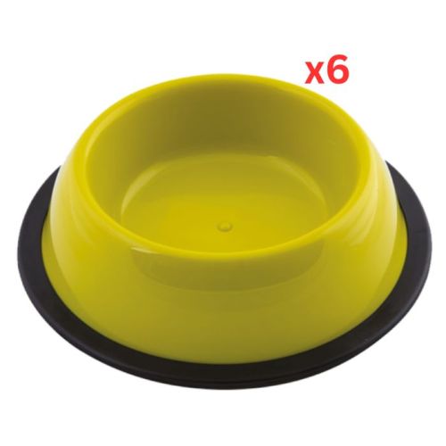 Georplast Silver Antislip Plastic Pet Bowl Medium - Limegreen (Pack of 6)