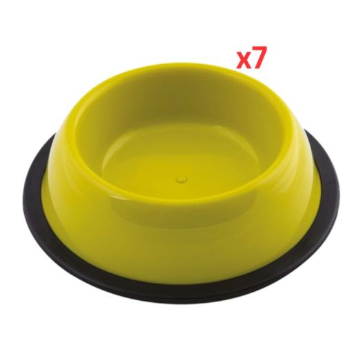 Georplast Silver Antislip Plastic Pet Bowl Small - Limegreen (Pack of 7)