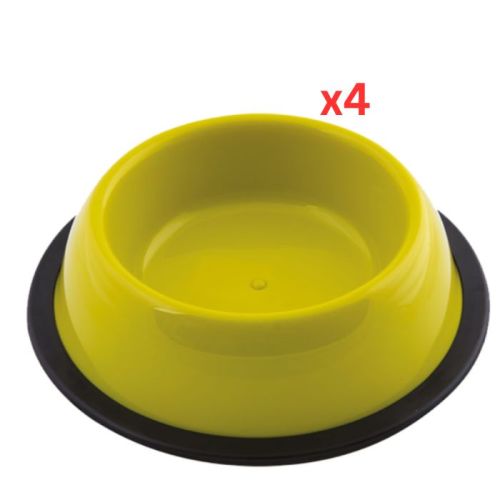 Georplast Silver Antislip Plastic Pet Bowl XL - Limegreen (Pack of 4)