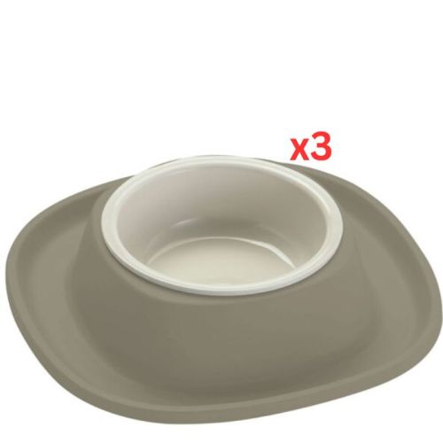 Georplast Soft Touch Plastic Single Bowl Large - Grey (Pack of 3)
