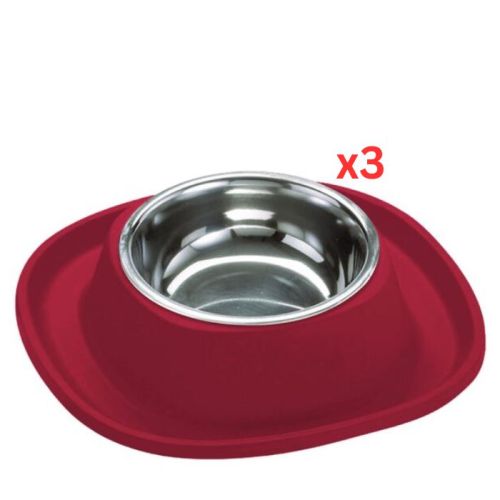 Georplast Soft Touch Stainless Steel Single Bowl Large - Red (Pack of 3)