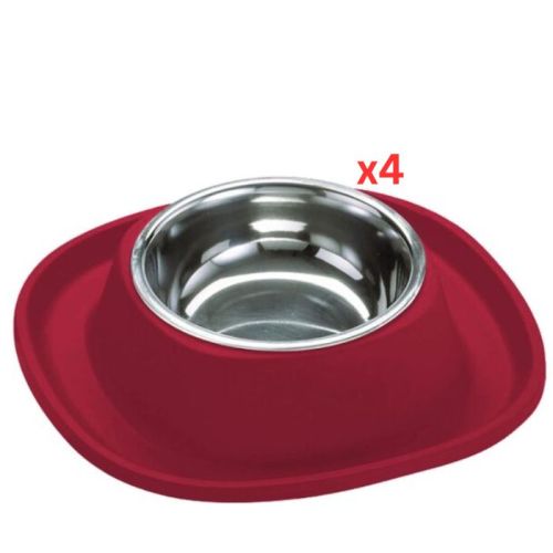 Georplast Soft Touch Stainless Steel Single Bowl Small - Red (Pack of 4)
