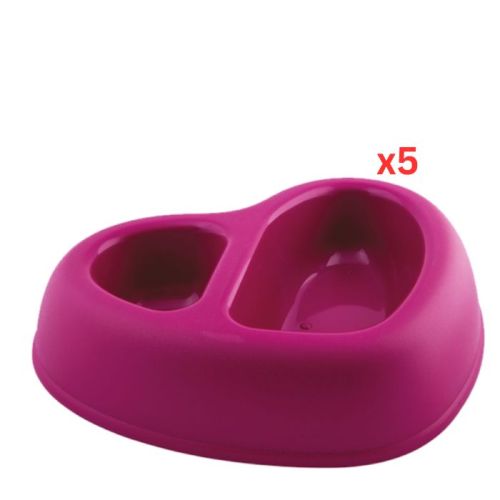 Georplast That’s Amore Double Plastic Pet Bowl - Pink (Pack of 5)