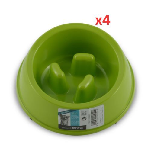 M-PETS Melamine High Back Slow Down Bowl Green 250ml (Pack of 4)