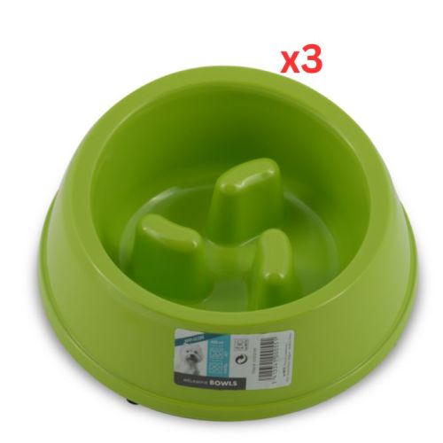 M-PETS Melamine High Back Slow Down Bowl Green 450ml (Pack of 3)