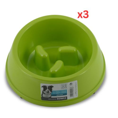 M-PETS Melamine High Back Slow Down Bowl Green 900ml (Pack of 3)