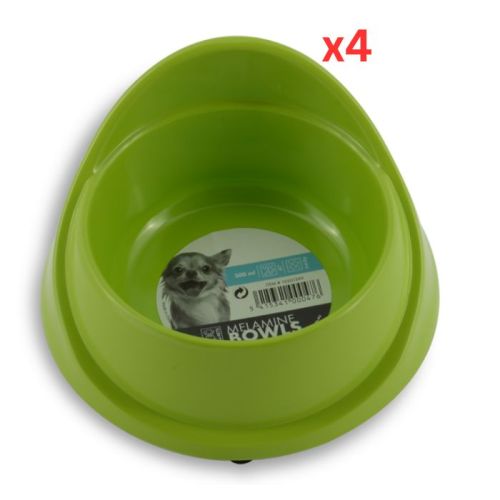 M-pets Melamine Single Fashion Bowl Green 300ml (Pack of 4)