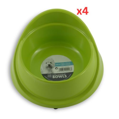 M-PETS Melamine Single Fashion Bowl Green 450ml (Pack of 4)