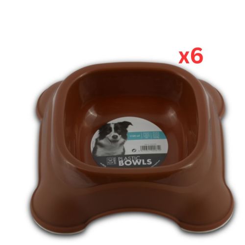 M-PETS Plastic Single Bowl Brown 1150ml (Pack of 6)