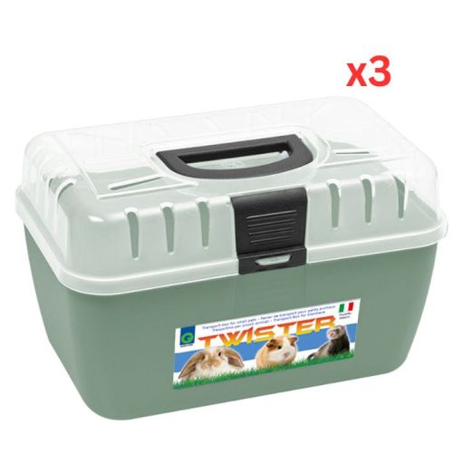 Georplast Twister Small Pets Transport Box - Green (Pack of 3)